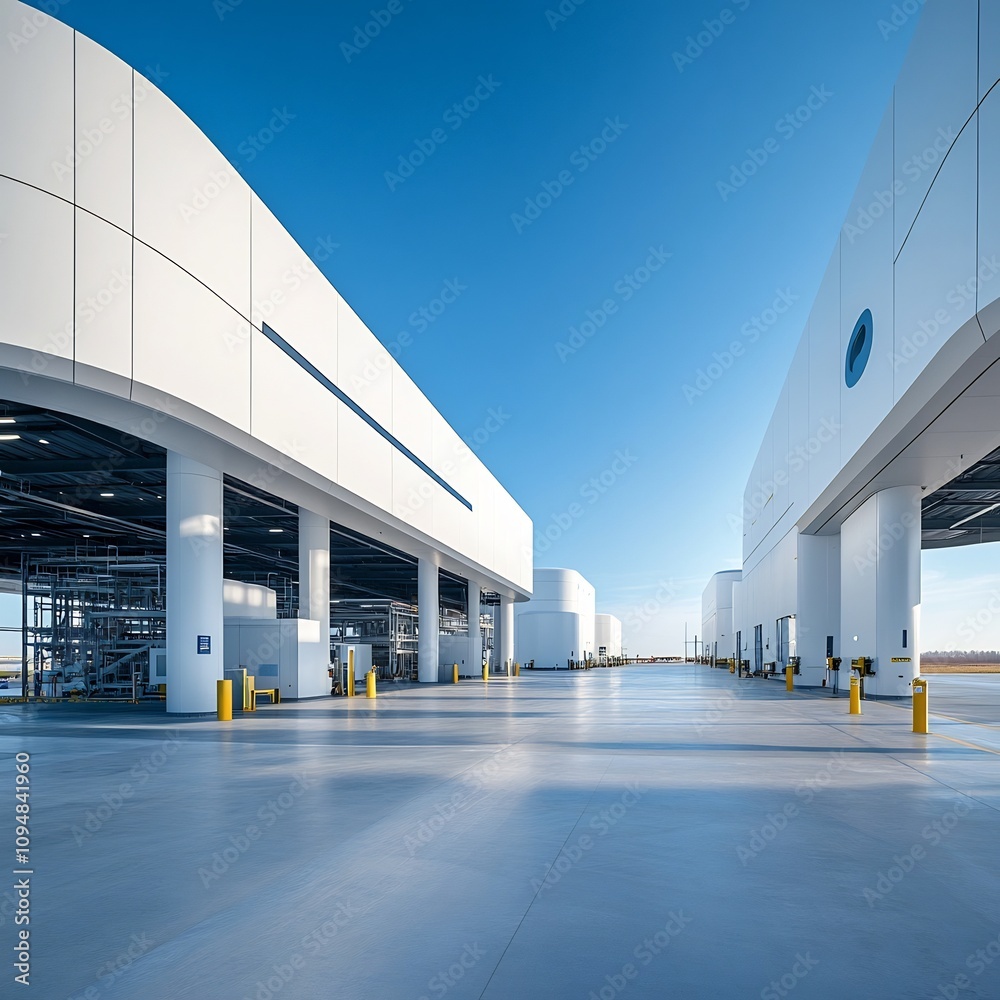 Poster sleek and efficient fuel storage facility featuring modern architectural design high tech processing