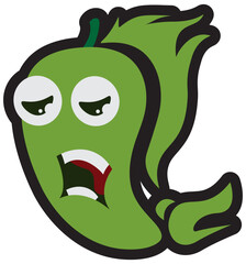 Green Chilli Peppers Cartoon Illustration With Expressions