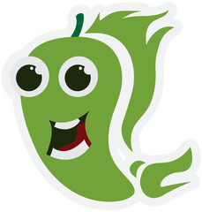 Green Chilli Peppers Cartoon Illustration With Expressions