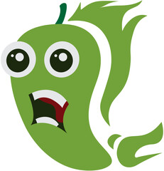 Green Chilli Peppers Cartoon Illustration With Expressions