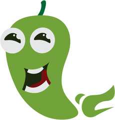 Green Chilli Peppers Cartoon Illustration With Expressions