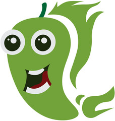 Green Chilli Peppers Cartoon Illustration With Expressions