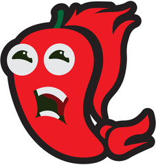 Red Chilli Peppers Cartoon Illustration With Expressions