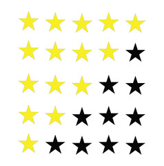 Rating Stars collection. Star vector icons. Golden and Black set of Stars, isolated. Star icon. Stars in modern simple flat style vector illustration on white background.