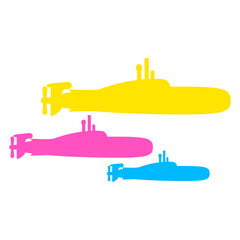 3 Submarines Fleet Three Squadrons Group Team Crew Design Lover Art Vector Illustration Card T-Shirt Poster Sticker Graphic Print Decorative Drawing Isolated Logo Decoration Symbol Creative Cool Style