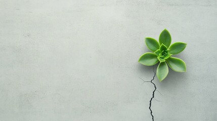 A resilient succulent growing from a crack in a concrete surface, symbolizing perseverance and beauty in unexpected places.