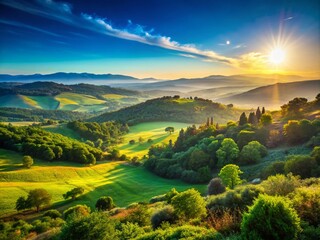 Breathtaking Landscape of Galilea: Serene Hills, Vibrant Greenery, and Majestic Skies at Sunrise Captured in Stunning Detail for Nature Enthusiasts and Travel Lovers