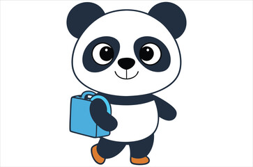 Cute panda is running and waving, bear avatar, cartoon, illustration, vector art