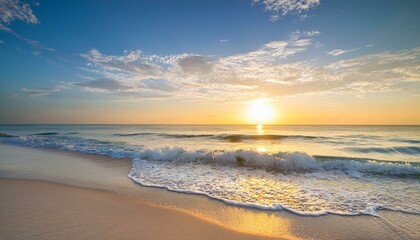 Obraz premium small gentle waves breaking on the white sands of Cape San Blas Florida at sunrise