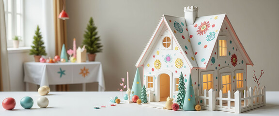 A train with a tree trunk on top of it. The train is old and rusty. The train is surrounded by rocks and grass