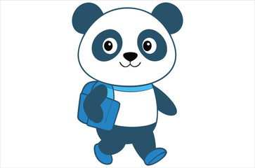 Cute panda is running and waving, bear avatar, cartoon, illustration, vector art