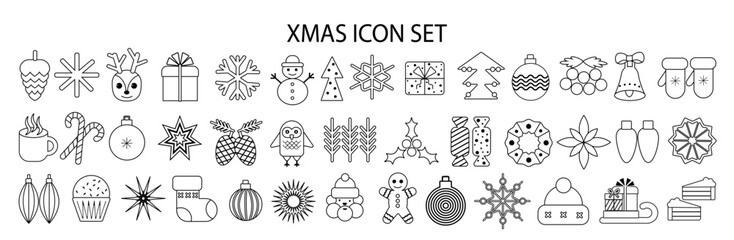 Christmas icons set geometric minimalist style. Modern Christmas abstract icons and symbols. New Year and Christmas holiday decoration.