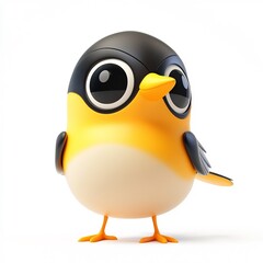 Obraz premium Adorable 3D Cartoon Penguin Figurine on Minimalist White Background