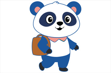 Cute panda is running and waving, bear avatar, cartoon, illustration, vector art