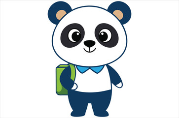 Cute panda is running and waving, bear avatar, cartoon, illustration, vector art