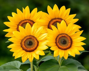 Obraz premium Vibrant Yellow Sunflowers Blooming Summer Flowers Close up Nature Photography