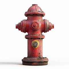 Fototapeta premium Isolated red fire hydrant on white background urban object clean viewpoint