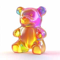 Colorful 3D Cartoon Jelly Gummy Bear in Minimalist Design