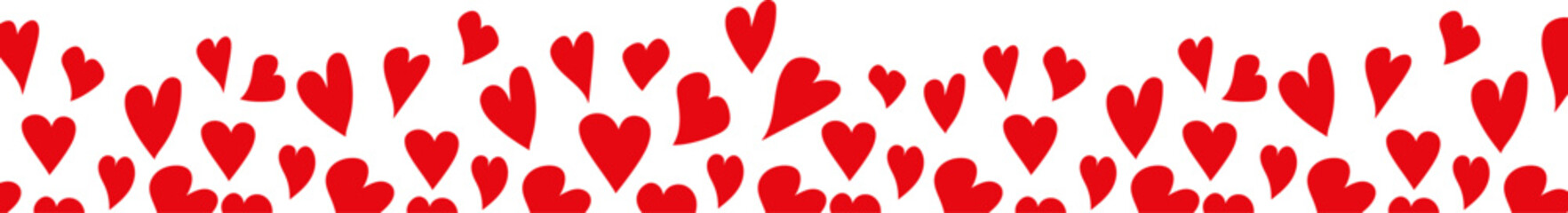 Illustration of seamless pattern of red love heart. Romantic pink background with hearts. Holiday vector banner, card, backdrop. February 14. Vector