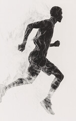 Dynamic Silhouettes of Runners in Motion with Vibrant Color Overlays, Highlighting Speed, Fitness, and Modern Sports Visuals