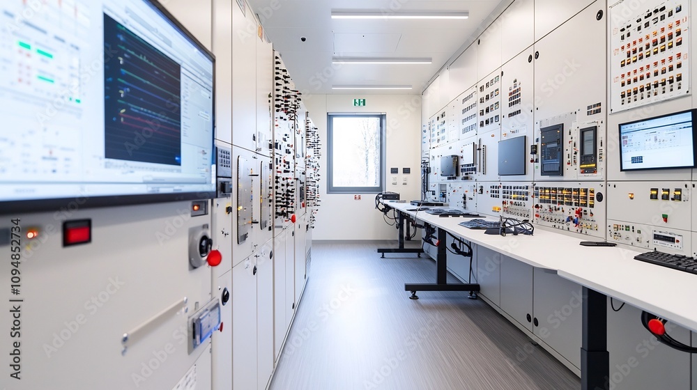 Fototapete fuel processing control room with a comprehensive digital interface system