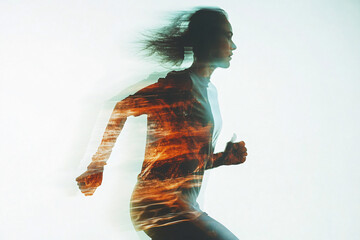 Dynamic Silhouettes of Runners in Motion with Vibrant Color Overlays, Highlighting Speed, Fitness, and Modern Sports Visuals