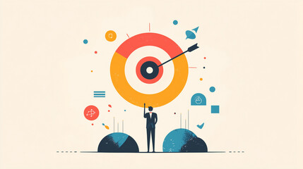 Obraz premium Business man and woman flat vector illustration with speach bubble, business background concept