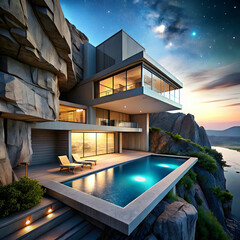 Fototapeta premium Cliffside House with Pool