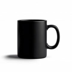 Isolated Black Ceramic Mug on White Background