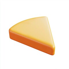 Isolated 3D Cartoon Style Triangular Piece of Cheese on Clean White Background