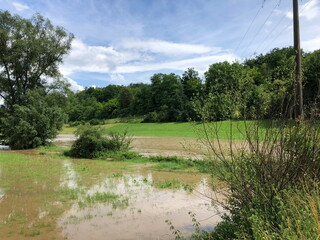 Hochwasser nach Starkregen im Heckengäu bei Weissach
