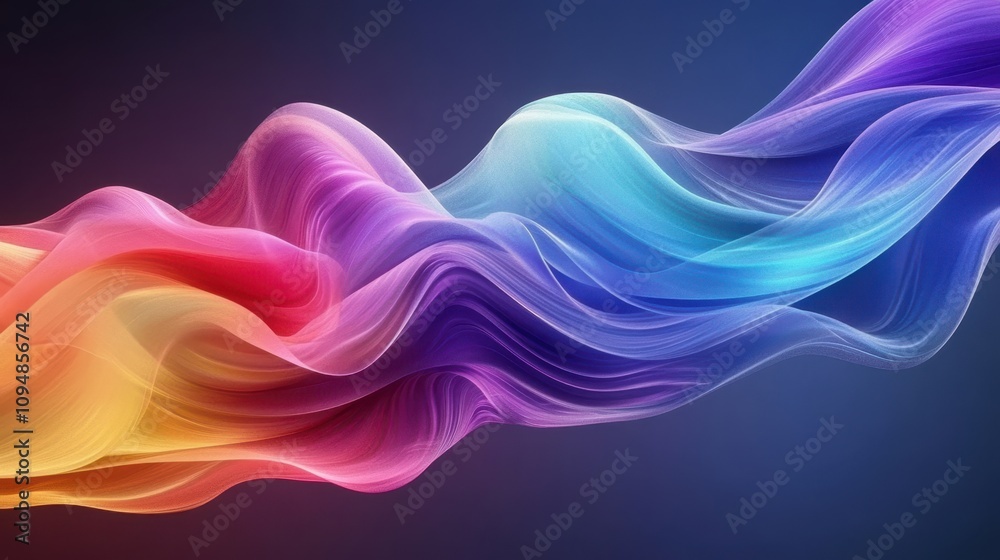 Wall mural a vibrant wave of colorful flowing lines creating a dynamic, abstract design.
