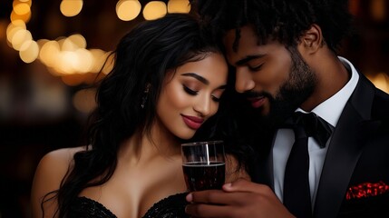A man and a woman holding a glass of wine