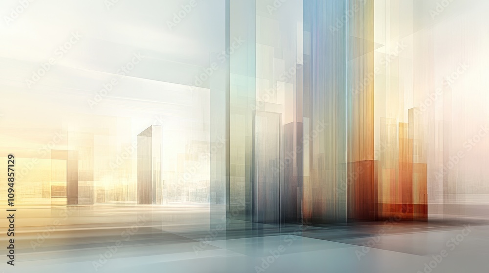 Poster an artistic representation of a 3d bar chart with a futuristic design, displaying multiple data sets