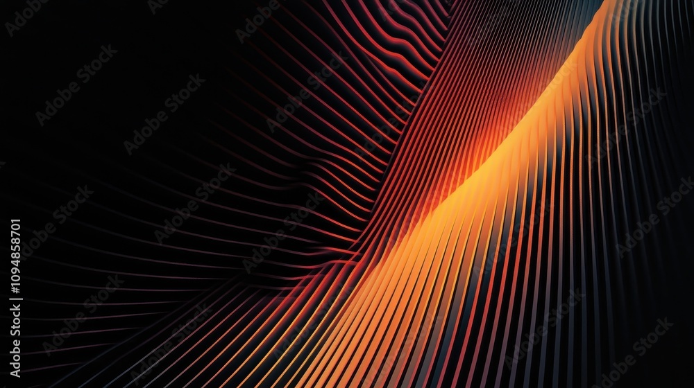 Wall mural a dynamic abstract design featuring flowing lines and warm colors against a dark background.