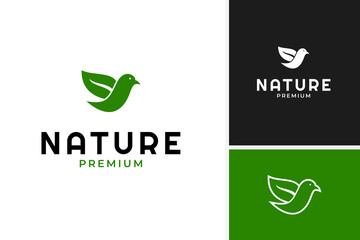 Bird and leaf logo design for nature template vector illustration idea