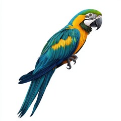 Obraz premium A vibrant blue and yellow macaw perched, showcasing its striking feathers and expressive eyes.