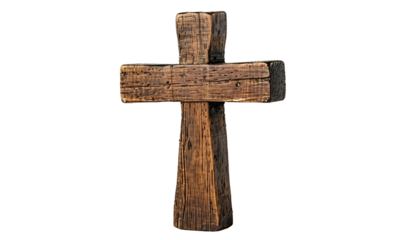wooden cross isolated on white