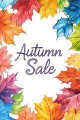 Fall season sale advertisement promotion poster template design.