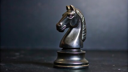Black Knight Chess Piece on a Dark Surface