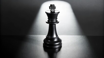 A Black King Chess Piece Stands Alone in the Spotlight
