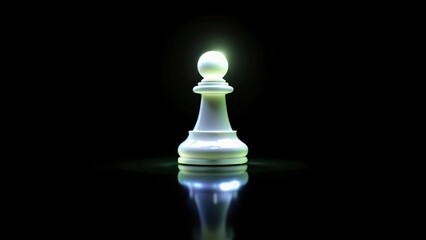 Illuminated White Chess Pawn on a Black Background