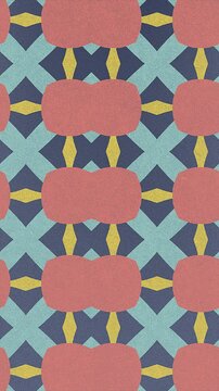 Colorful pattern with transformation of basic geometric shapes. Abstract art background. Digital seamless loop animation. 2d. Vertical