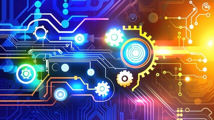 Obraz premium Digital Background Technology Process - A Captivating Display of Technological Wonders. The Intricate Steps and Digital Elements Involved in the Background Technology Process, Creating a Mesmerizing