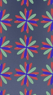 Colorful pattern with transformation of basic geometric shapes. Abstract art background. Digital seamless loop animation. 2d. Vertical