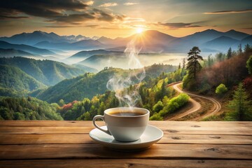 Captivating Double Exposure Photography of Coffee Beans Merging with Scenic Landscapes for an Ultimate Coffee Guide Experience