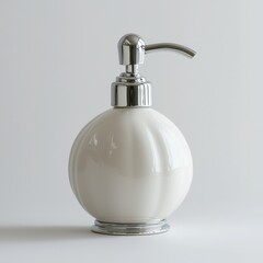 Elegant white soap dispenser isolated on white background home decor