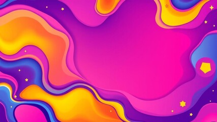 Obraz premium Colorful geometric shapes and stars in a fluid gradient background with minimal style for social media idol promotion, fluid gradient, liquid color, cute