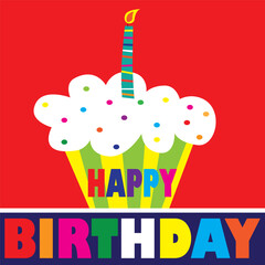 Birthday card with cupcake and candle