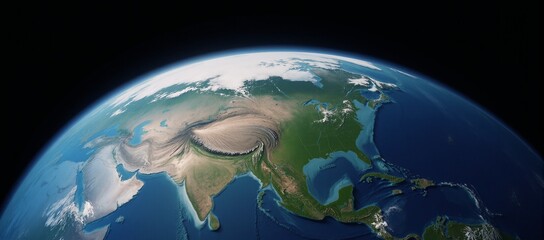 Fototapeta premium Detailed illustration featuring Earths landscapes emphasizing continents oceans and landmarks